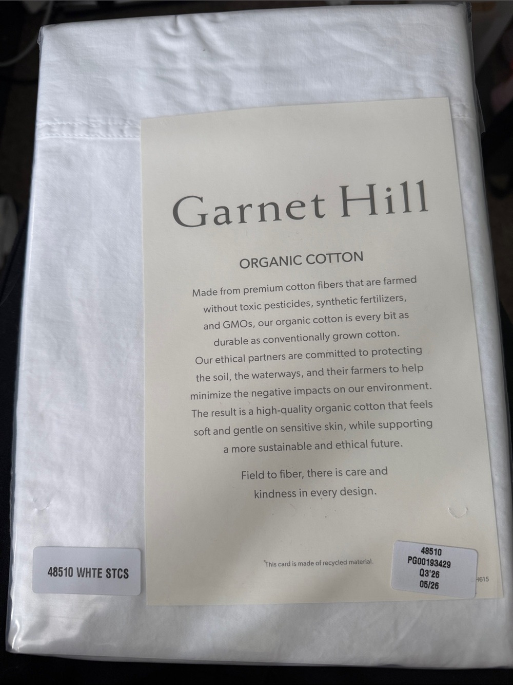 Garnet Hill White Organic Cotton Standard Pillow case set